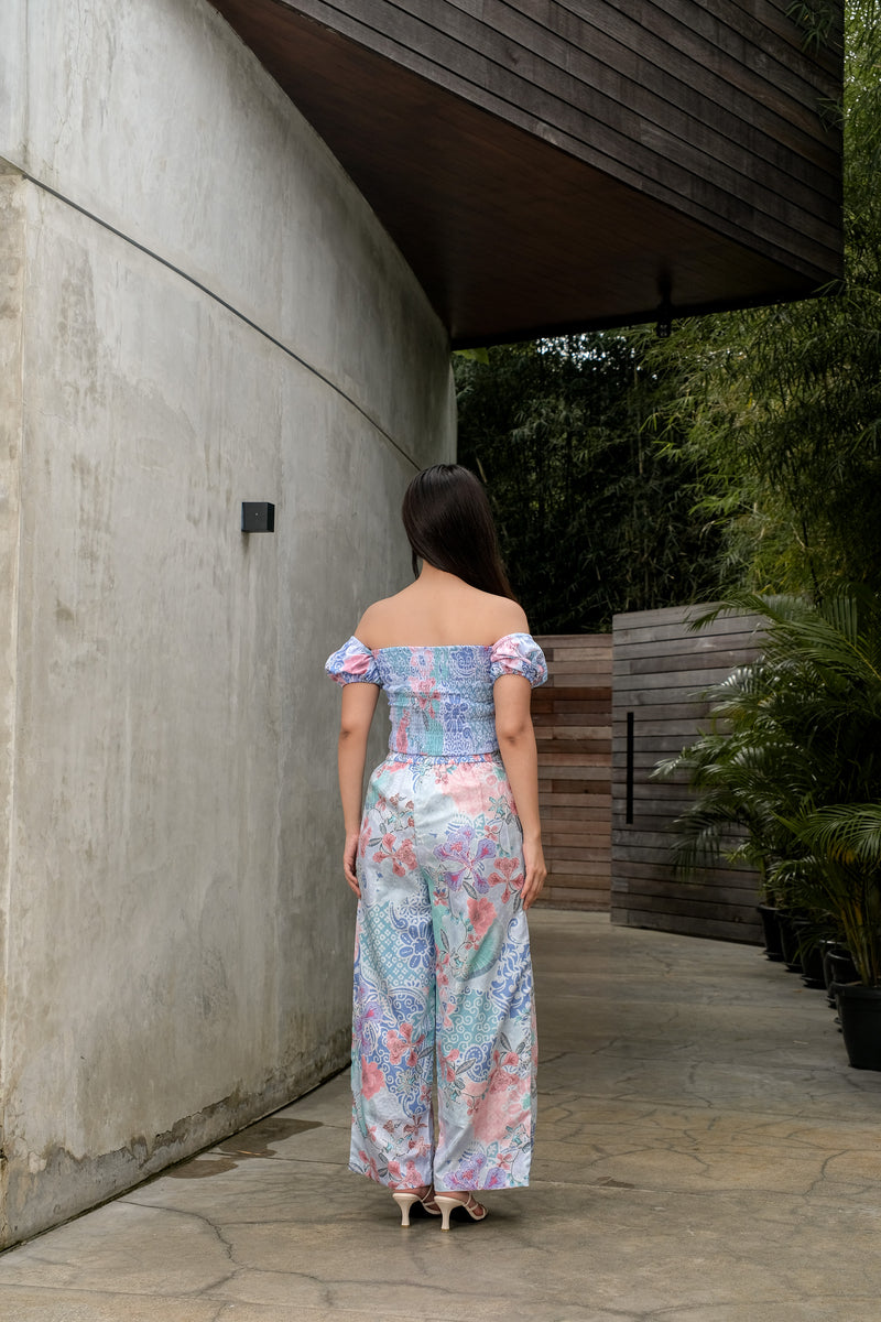 Anggrek Jingga Smocked Crop Top