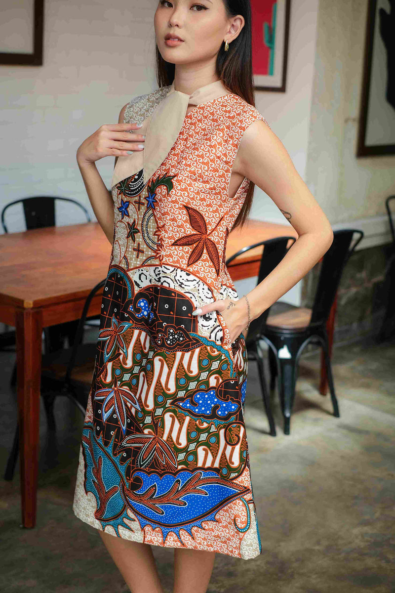 Kemiri A-line Dress - Cream etna batik Kemiri A-line Dress - Cream etna batik
