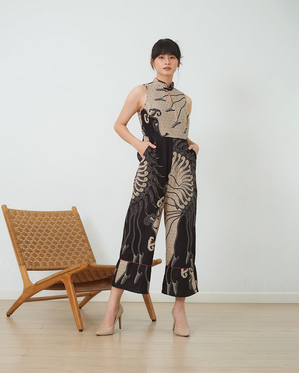 Klabat Cheongsam Jumpsuit - Black