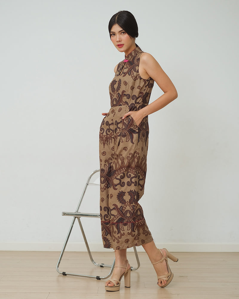 Klabat Cheongsam Jumpsuit - Brown