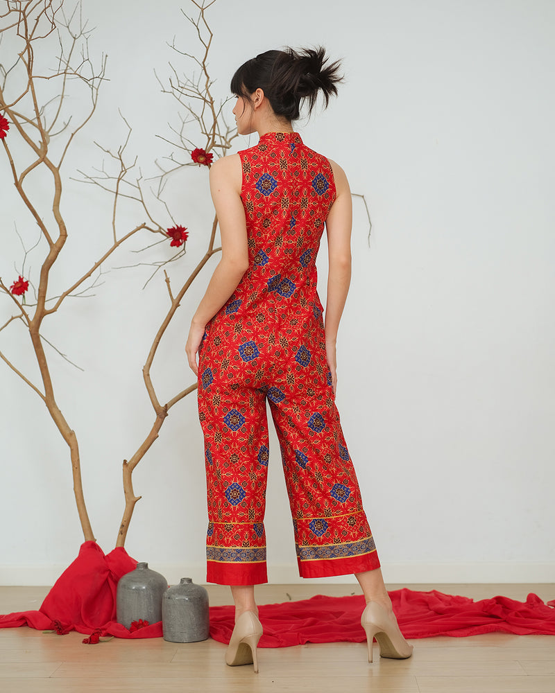 Klabat Cheongsam Jumpsuit - Red