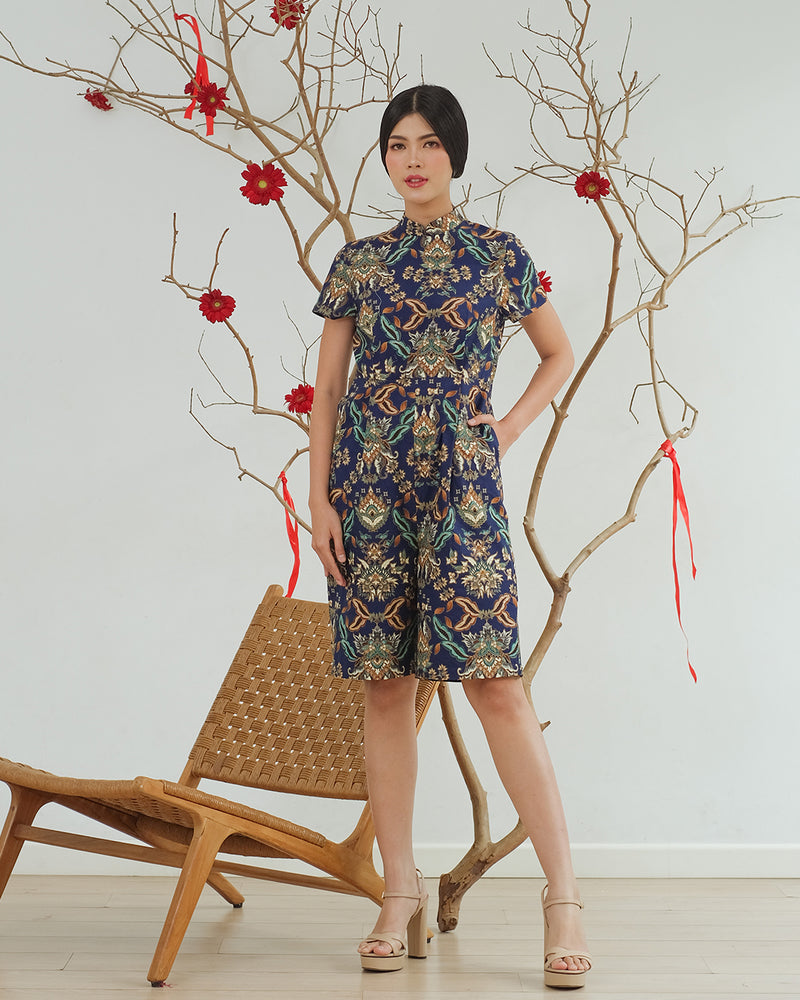 Poniki Cheongsam Jumpsuit - Navy