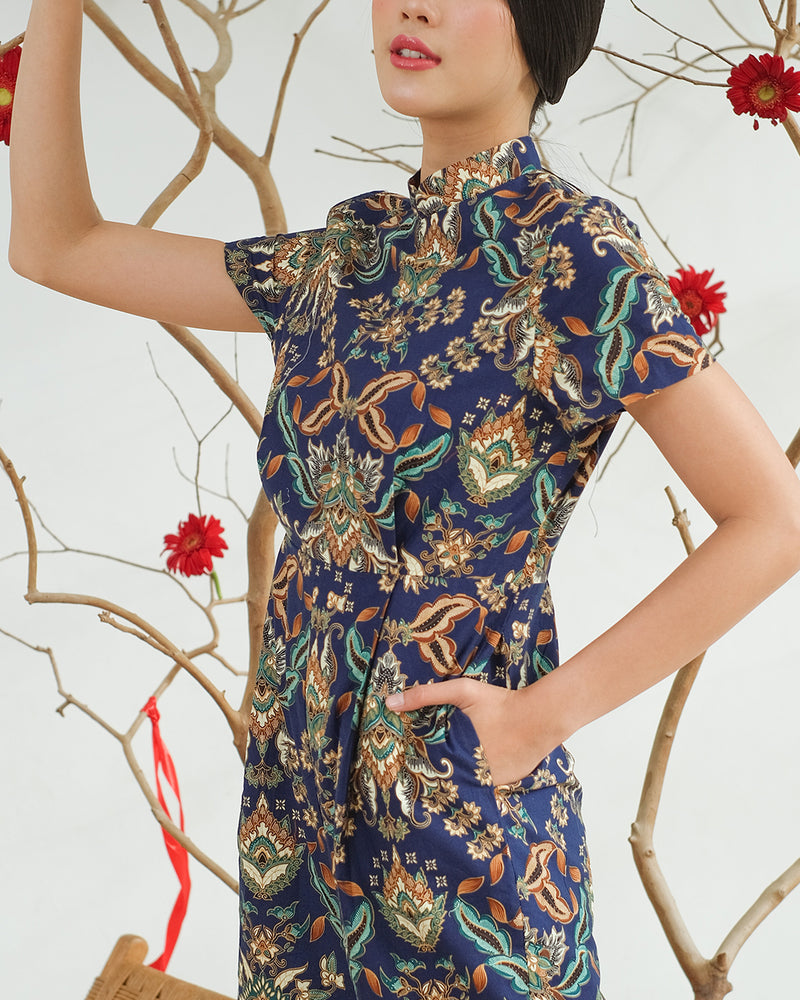 Poniki Cheongsam Jumpsuit - Navy