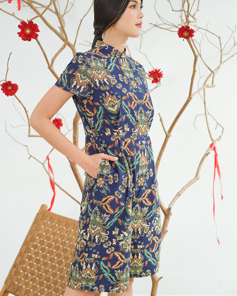 Poniki Cheongsam Jumpsuit - Navy