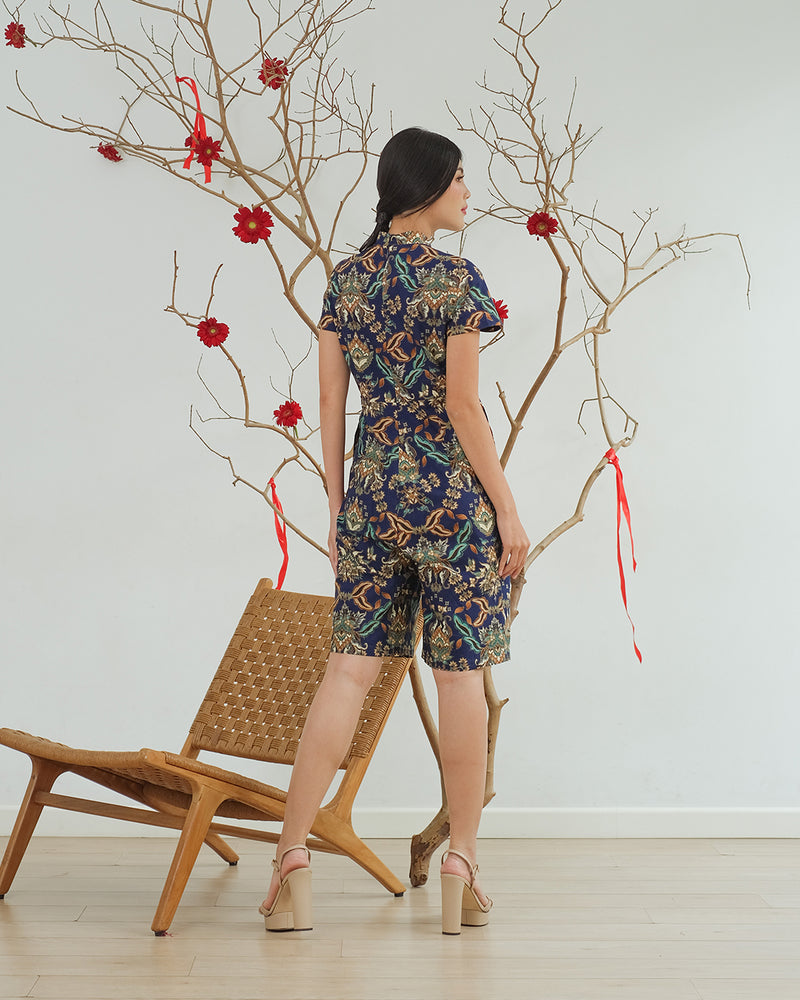 Poniki Cheongsam Jumpsuit - Navy