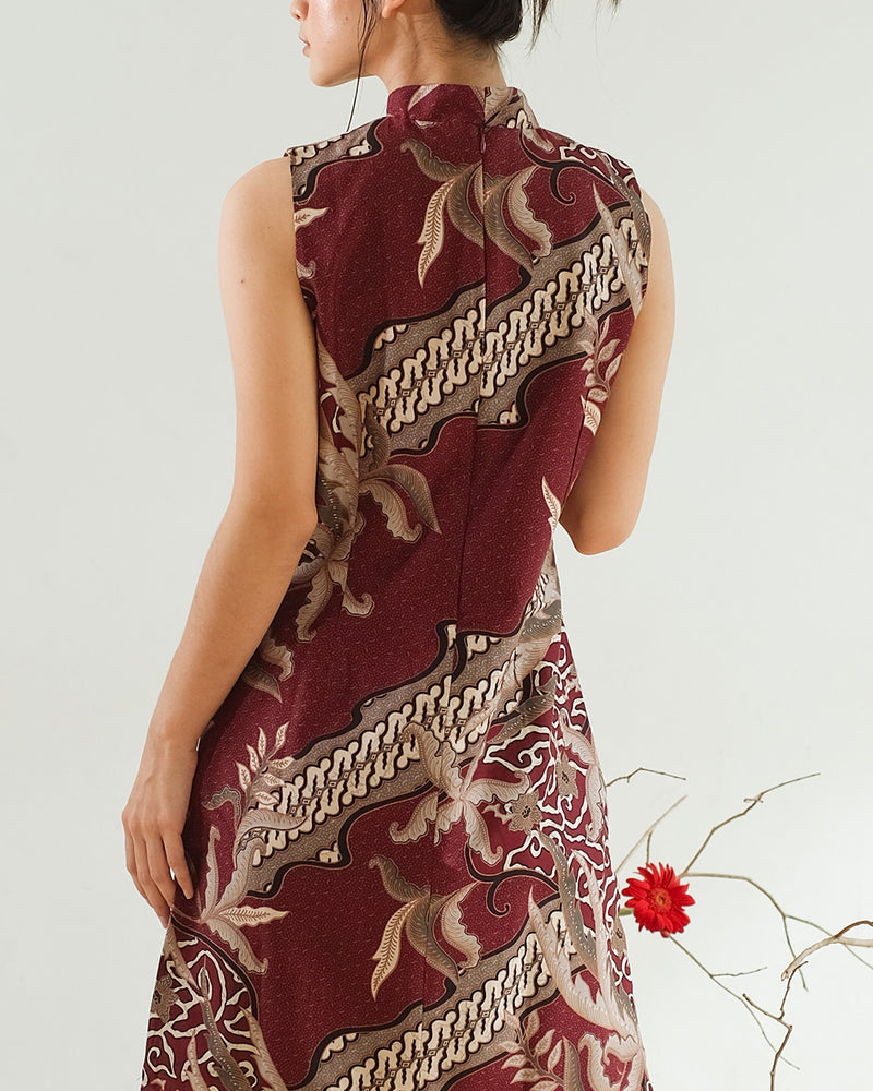 Liangpran Cheongsam Dress - Maroon