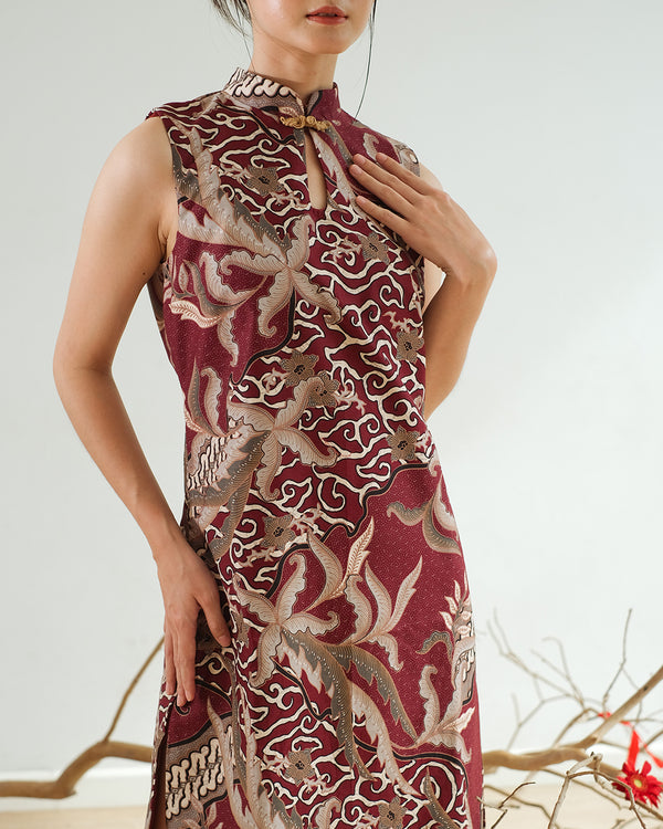 Liangpran Cheongsam Dress - Maroon