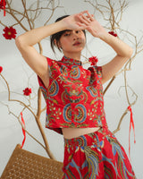 Alang-Alang Cheongsam Crop Top & Short - Red