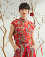 Alang-Alang Cheongsam Crop Top & Short - Red